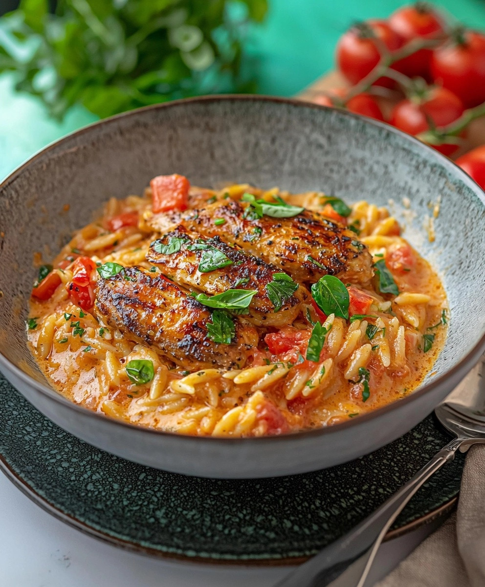 Orzo Pfanne Tomaten Sahnesoße
