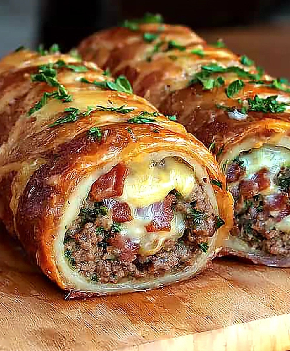 Hackfleisch Bacon Käse Rolle