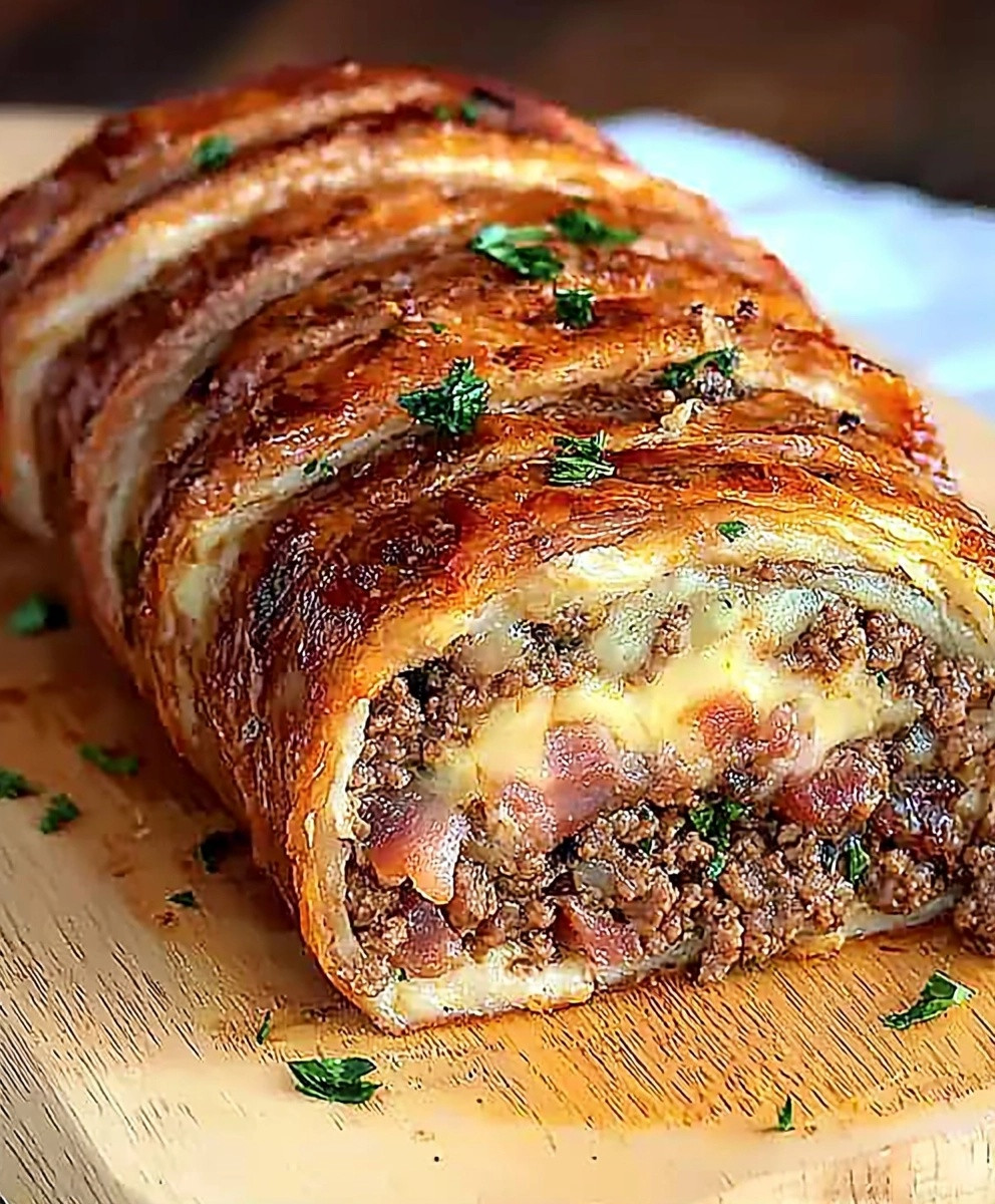 Hackfleisch Bacon Käse Rolle