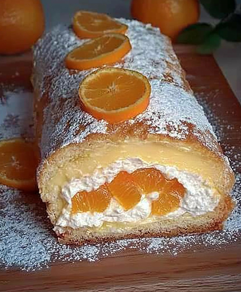 Biskuitrolle mit Mandarinen