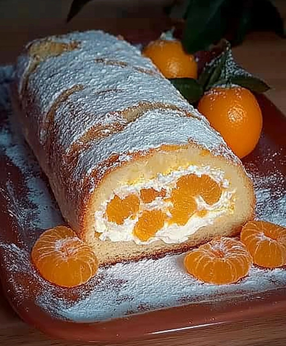 Biskuitrolle mit Mandarinen