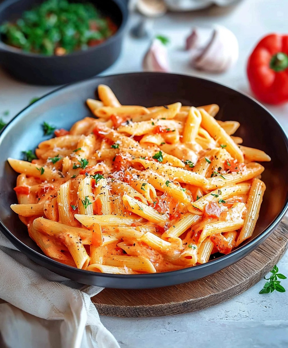 Pasta mit Paprika-Sahne-Soße