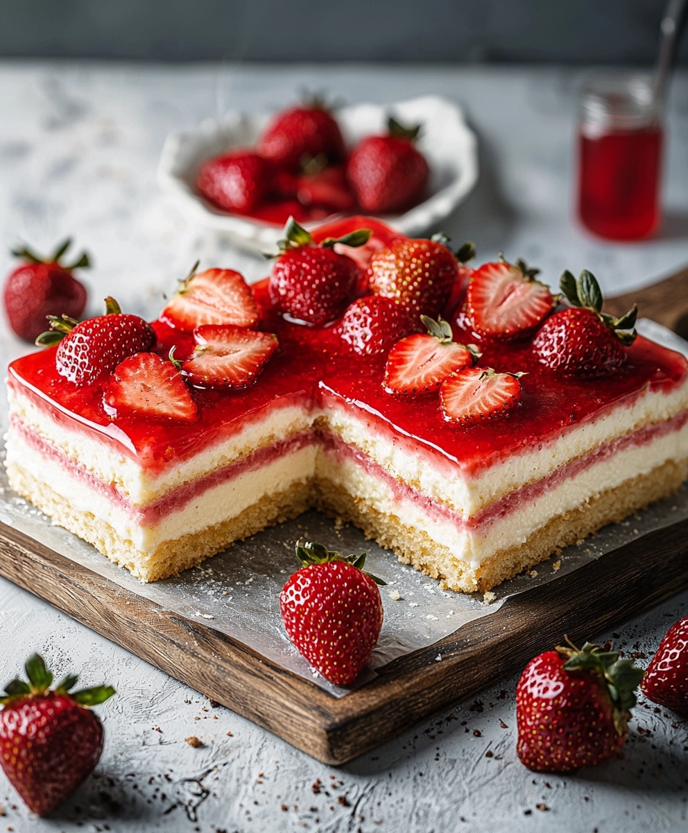 Erdbeerkuchen mit Pudding