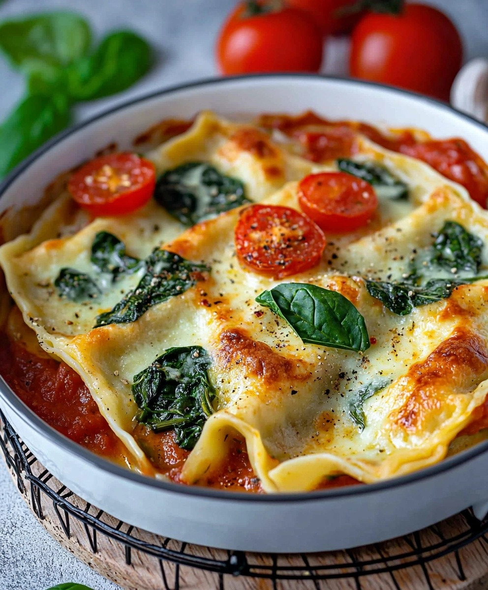 Maultaschen Auflauf Spinat Tomatensoße