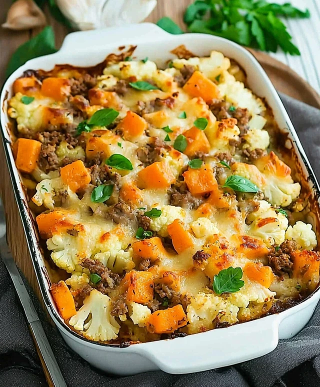 Blumenkohlauflauf mit Hackfleisch
