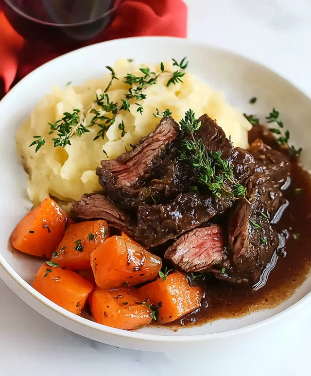 Rotwein geschmortes Rindfleisch