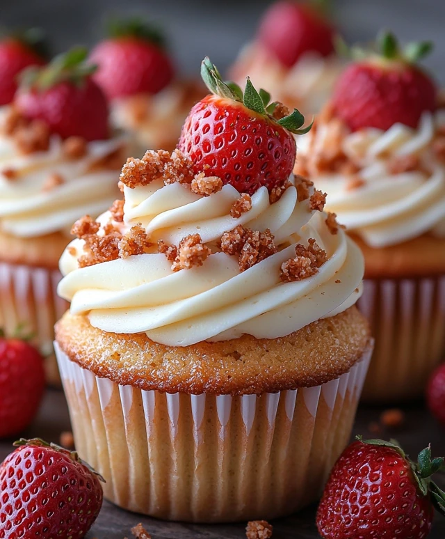 Erdbeer Crunch Cupcakes
