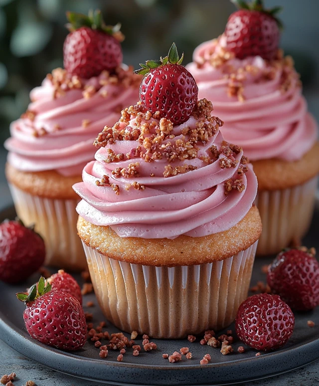Erdbeer Crunch Cupcakes