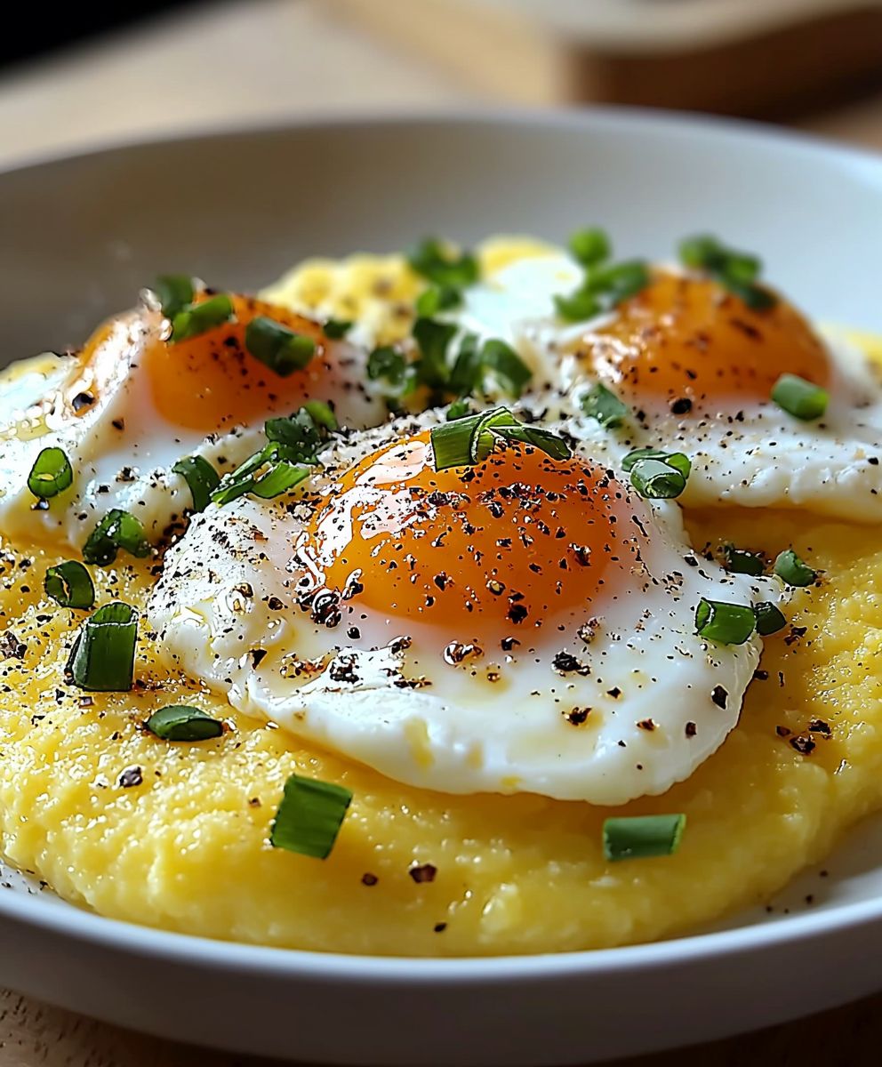 Cremige Polenta pochiertes Ei