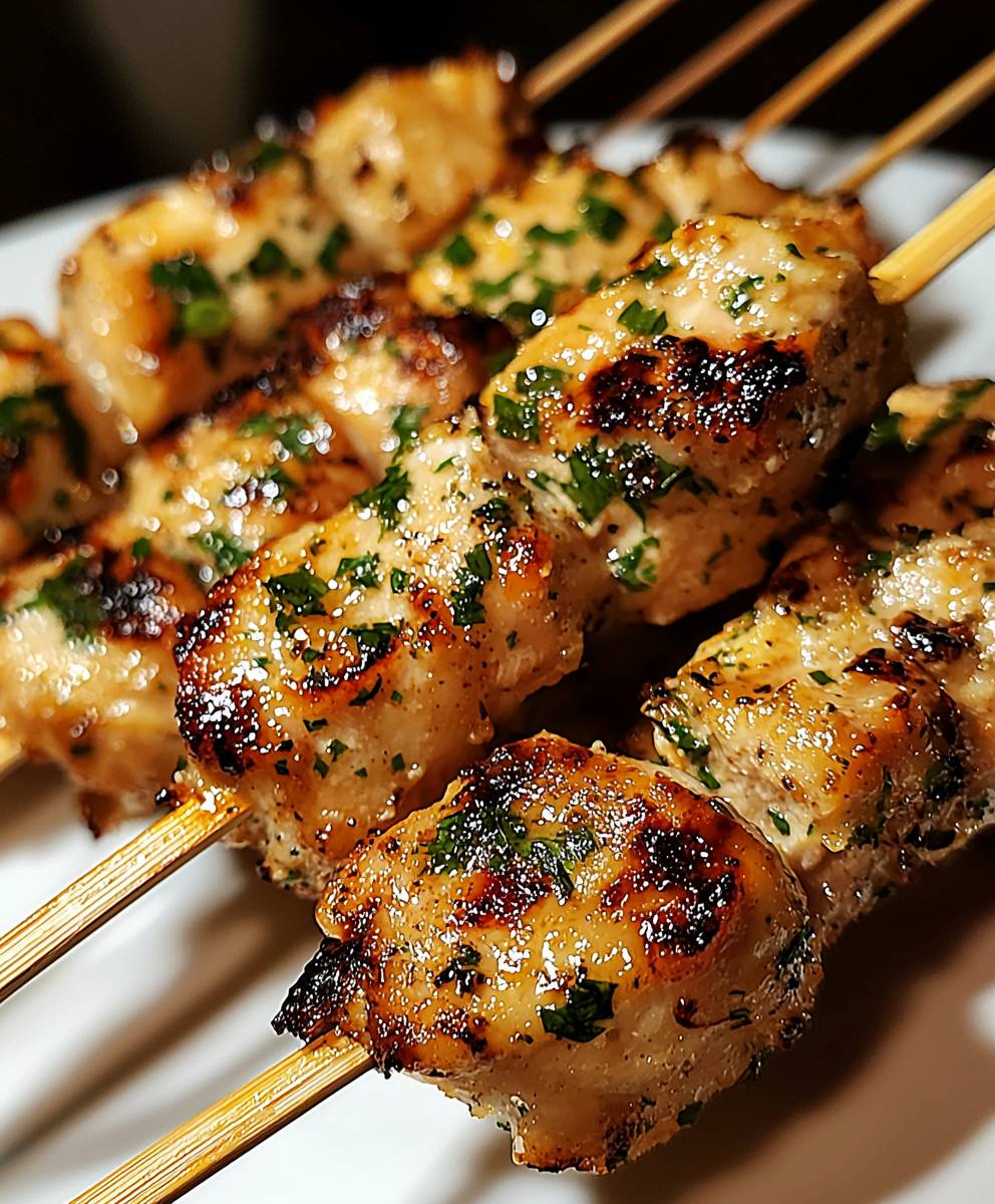 Knoblauch Parmesan Hähnchen Spieße