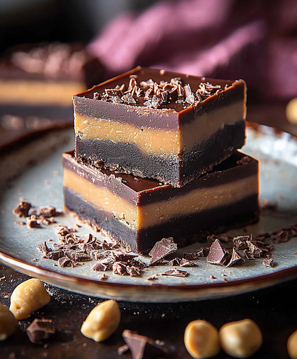 Schoko Erdnussbutter Fudge Riegel