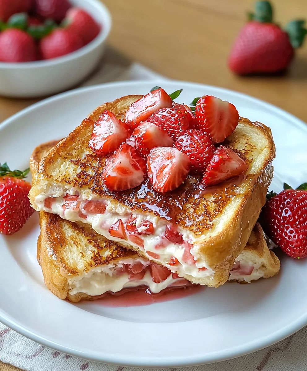 Französischer Toast Erdbeer Käsekuchen