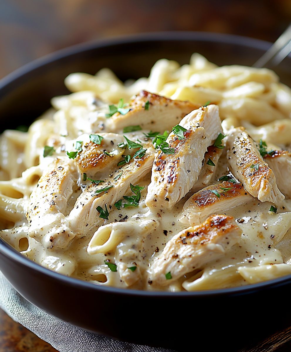 Slow Cooker Hähnchen Alfredo