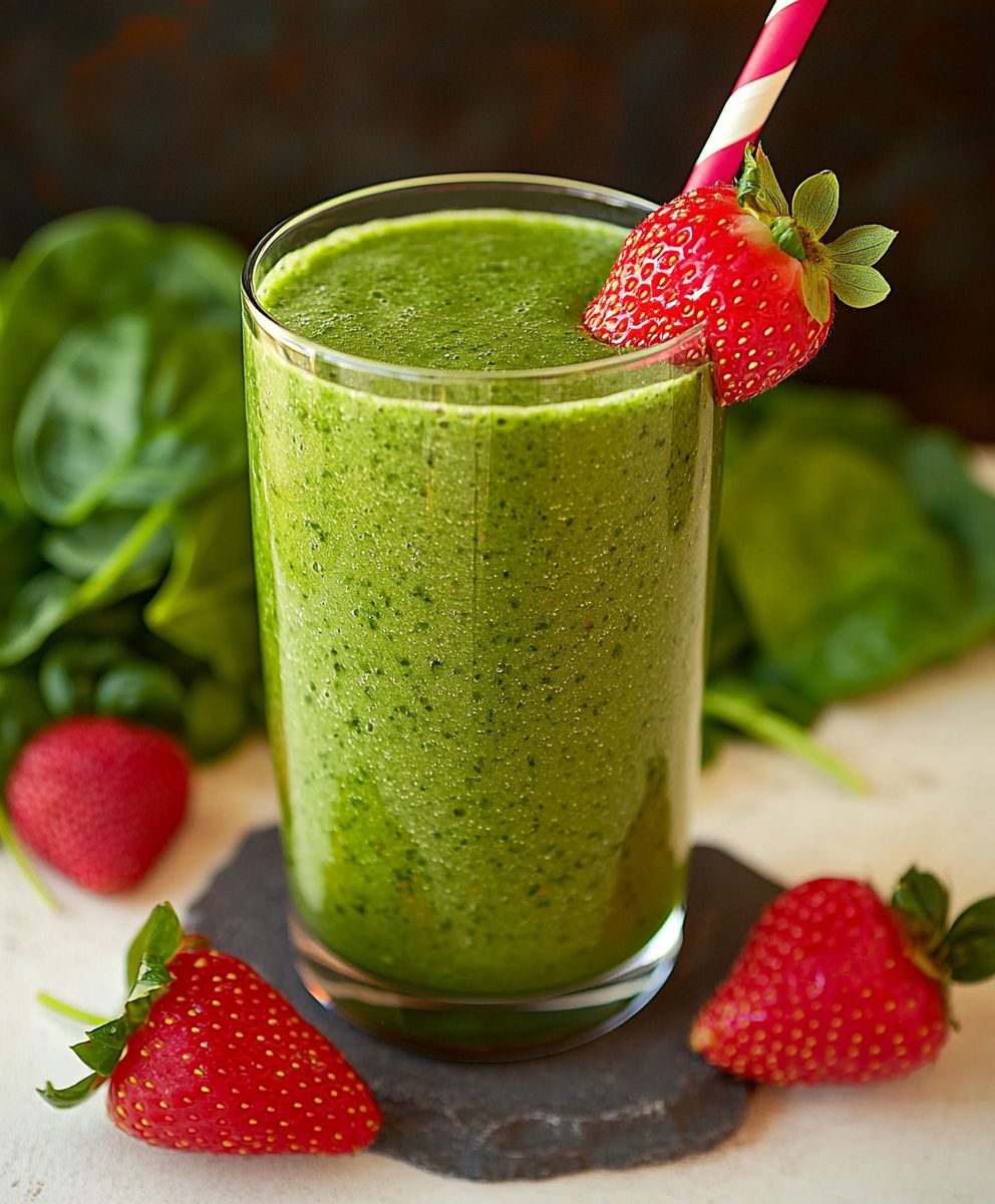 Grüner Erdbeer-Spinat-Smoothie