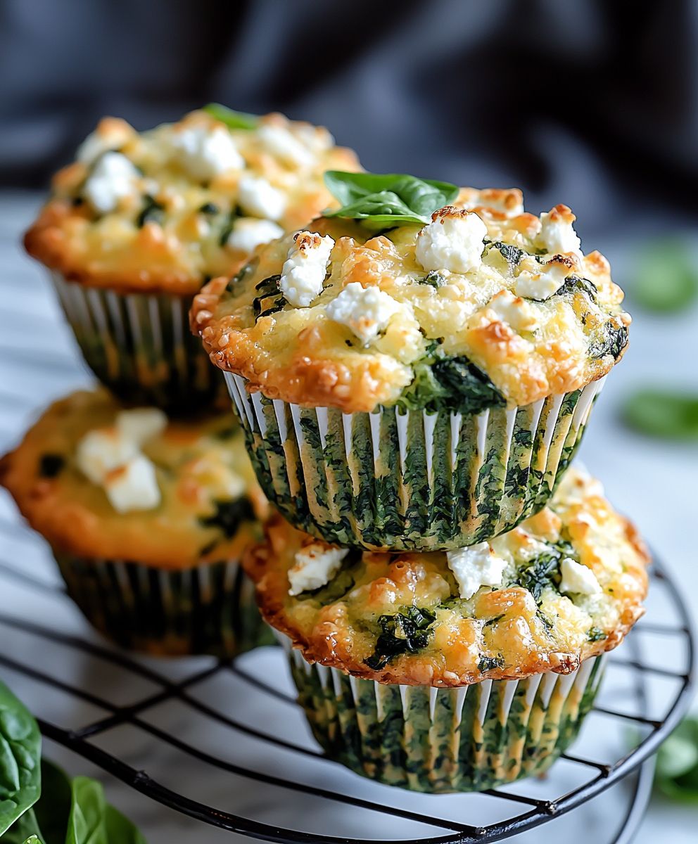 Spinat Feta Muffins Käse Crunch