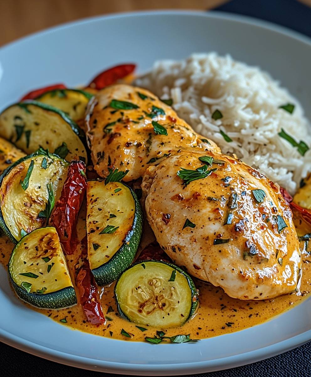 Paprika Zucchini Hähnchen Sahne