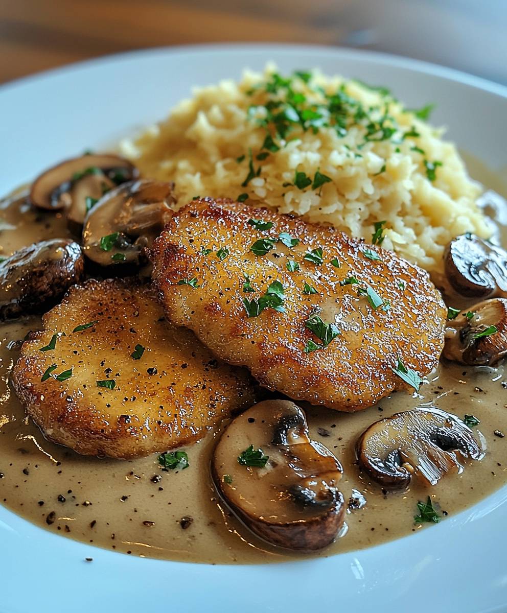 Naturschnitzel Champignonrahmsauce