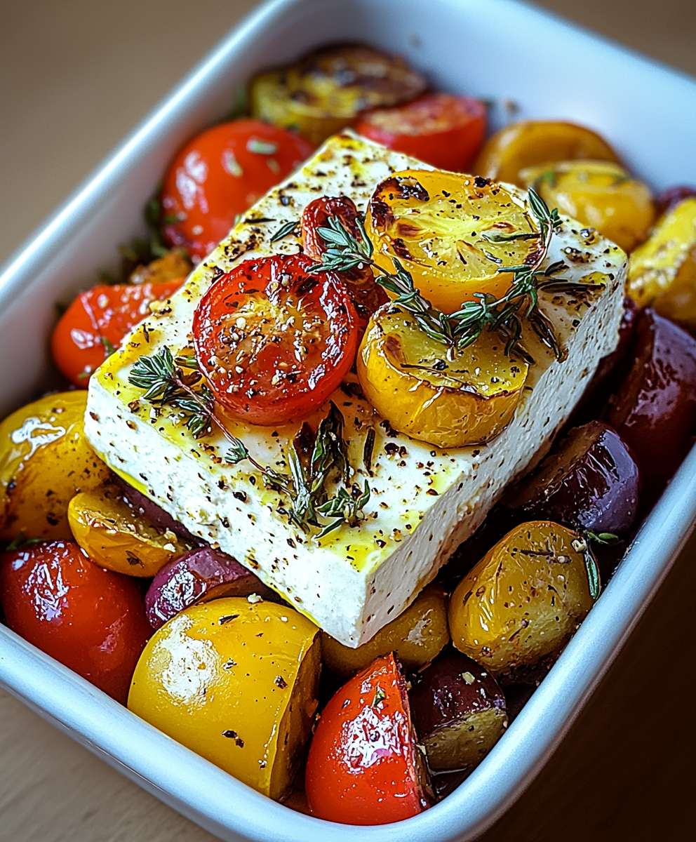 Gebackener Feta mediterranes Gemüse