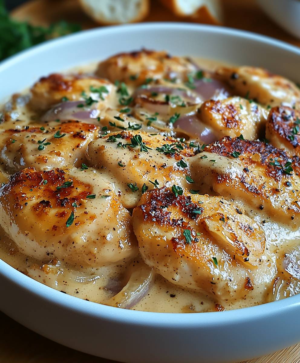 Zwiebel Sahne Hähnchen Parmesan