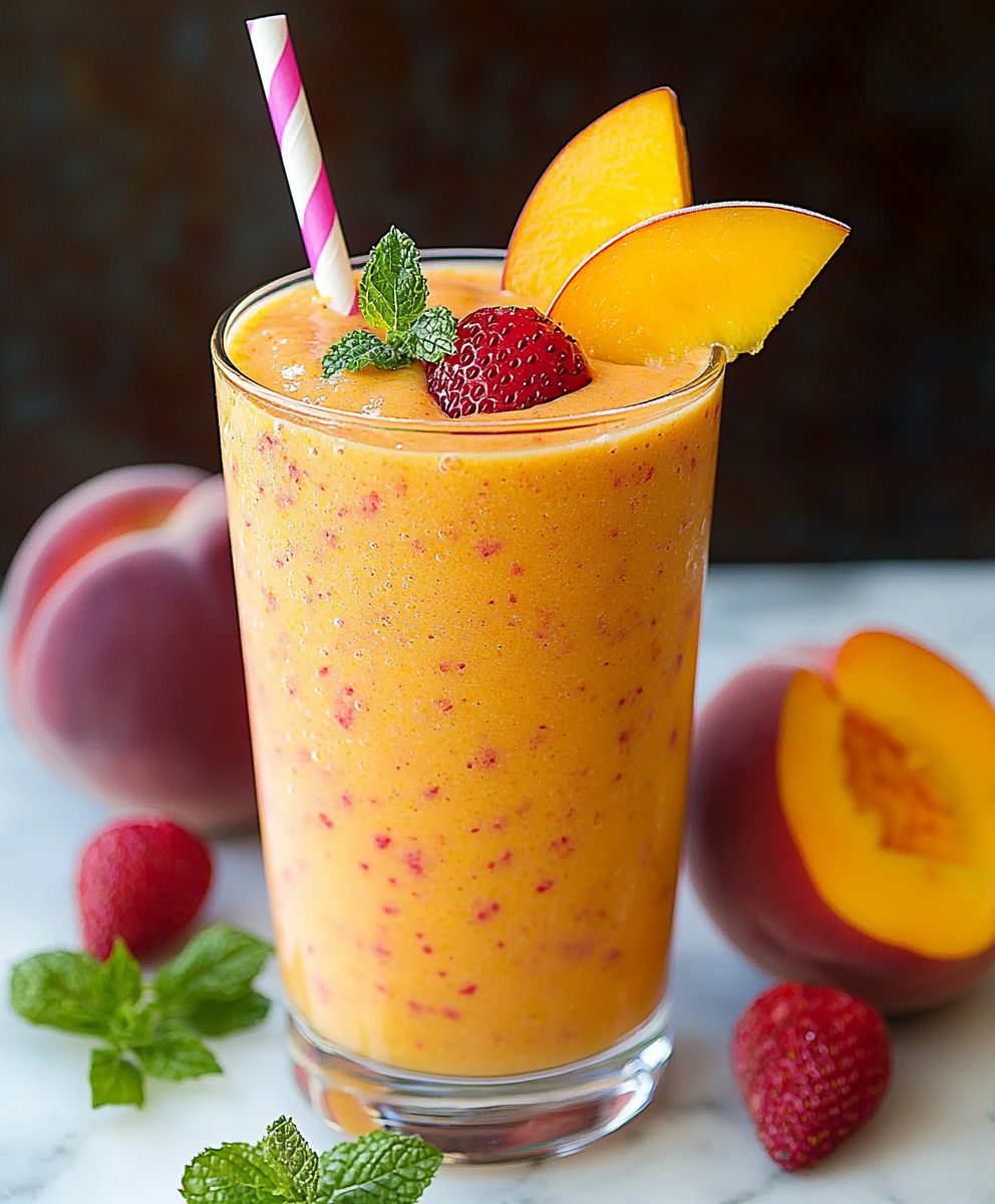 Mango Pfirsich Erdbeer Smoothie