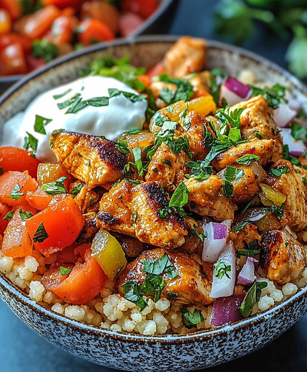 Marokkanische Hühner Couscous Schüssel