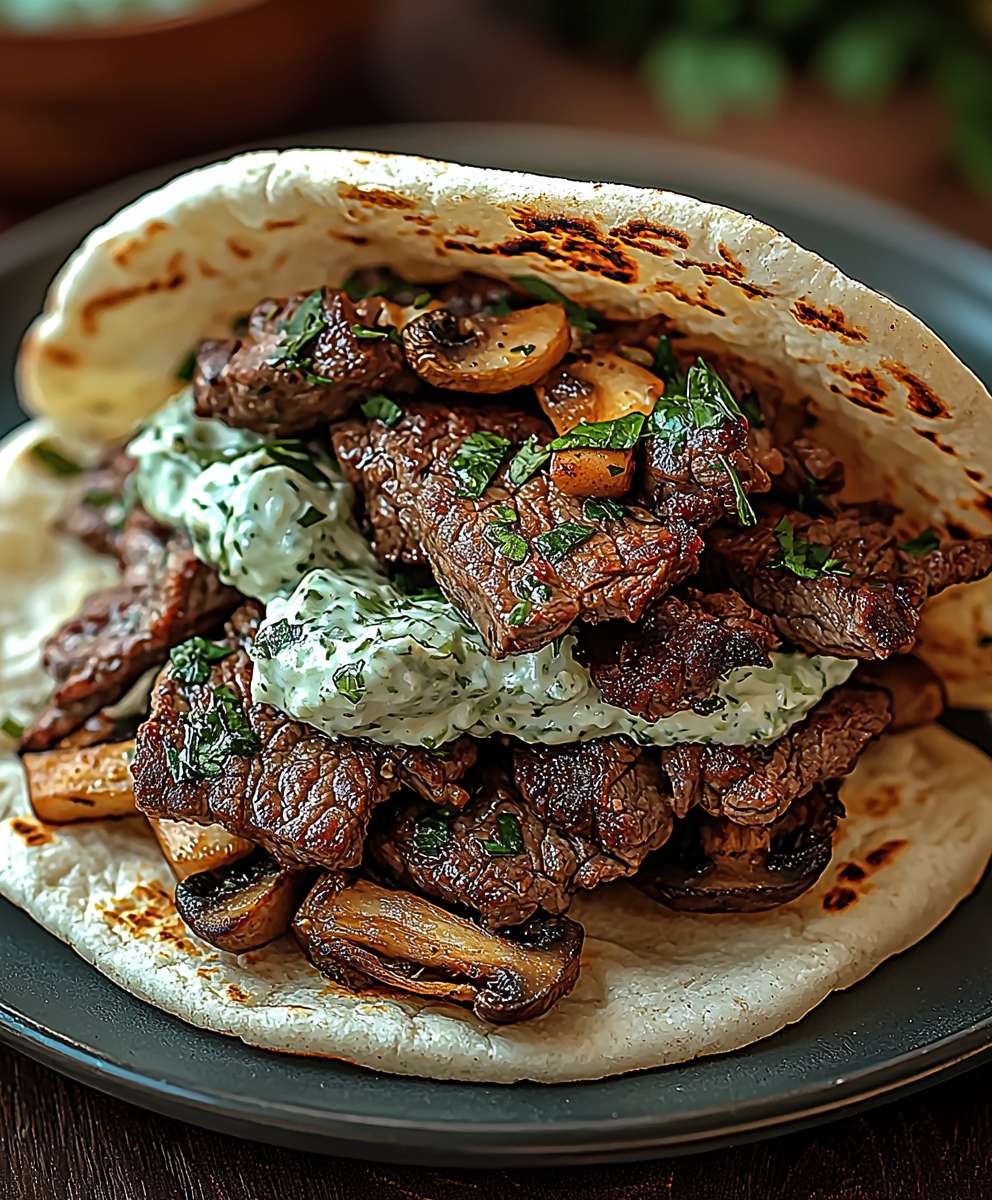 Pita Taschen Rindfleisch Pilze