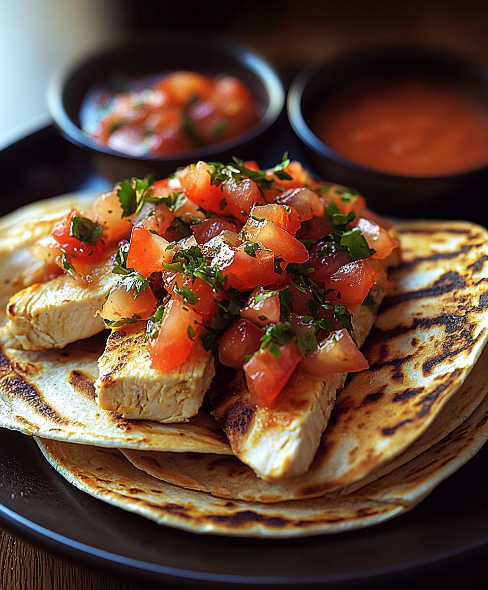 Hähnchen Quesadillas mit Tomatensalsa