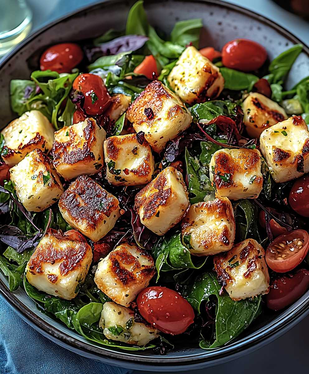 Kritharaki Salat Halloumi Croutons