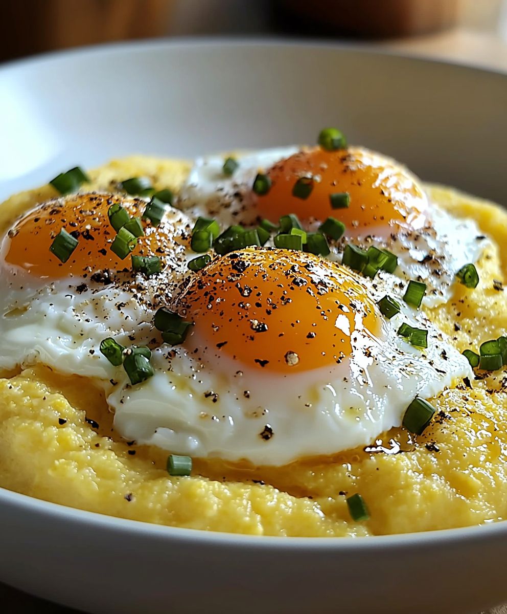 Cremige Polenta pochiertes Ei