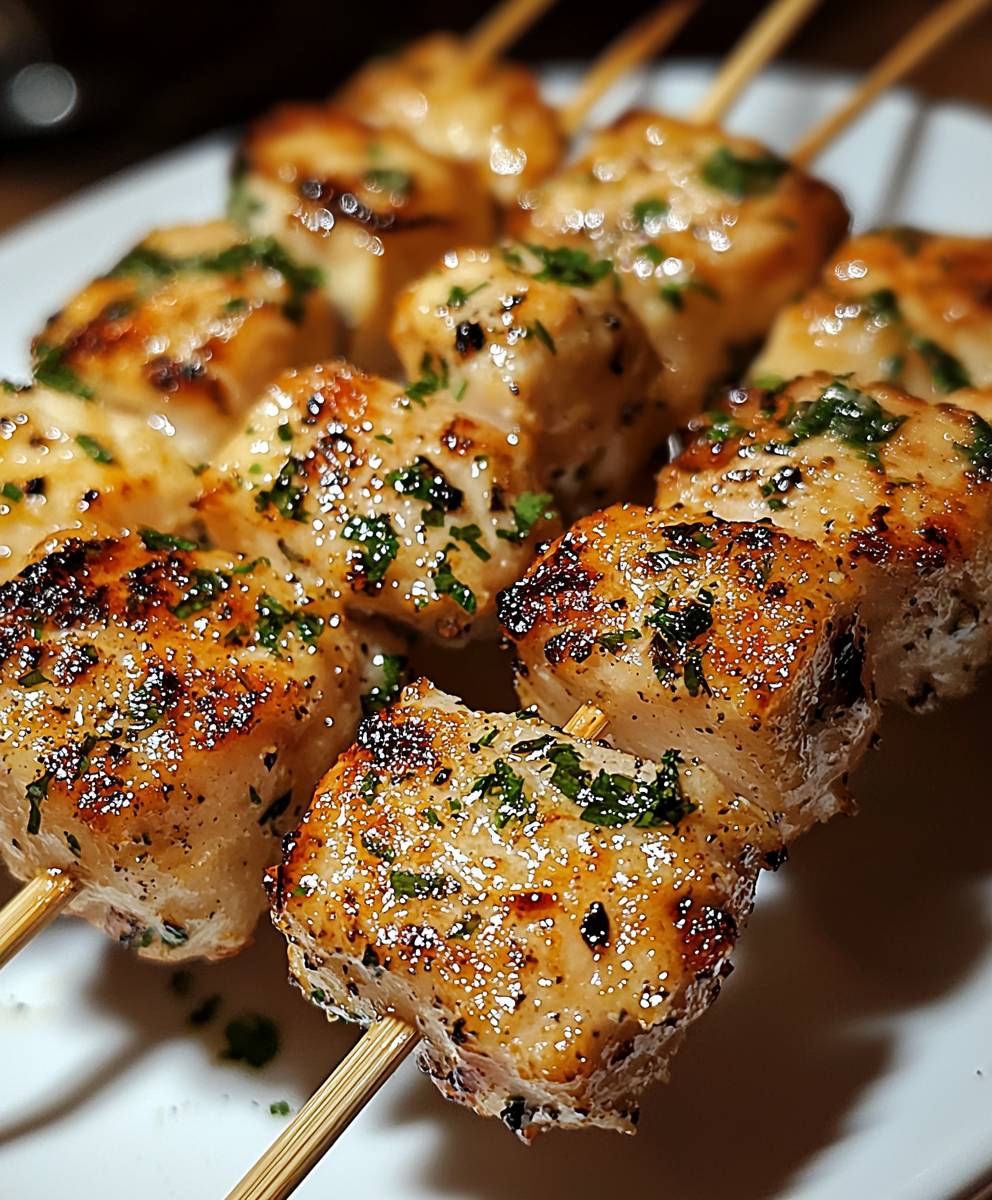 Knoblauch Parmesan Hähnchen Spieße