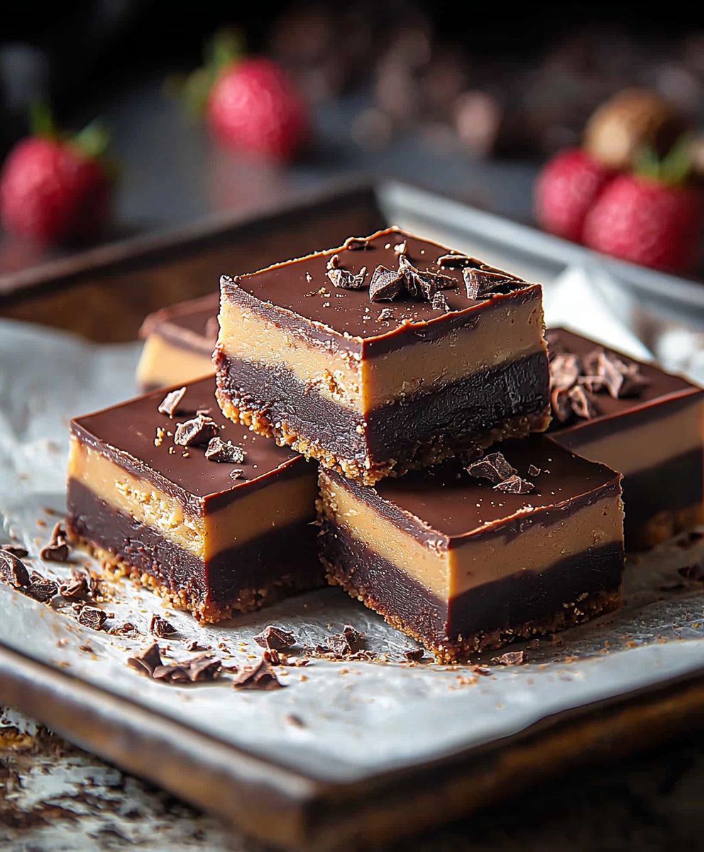Schoko Erdnussbutter Fudge Riegel