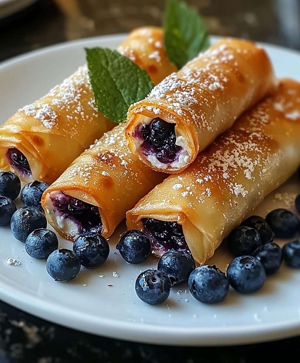 Blaubeeren Frischkäse Frühlingsrollen
