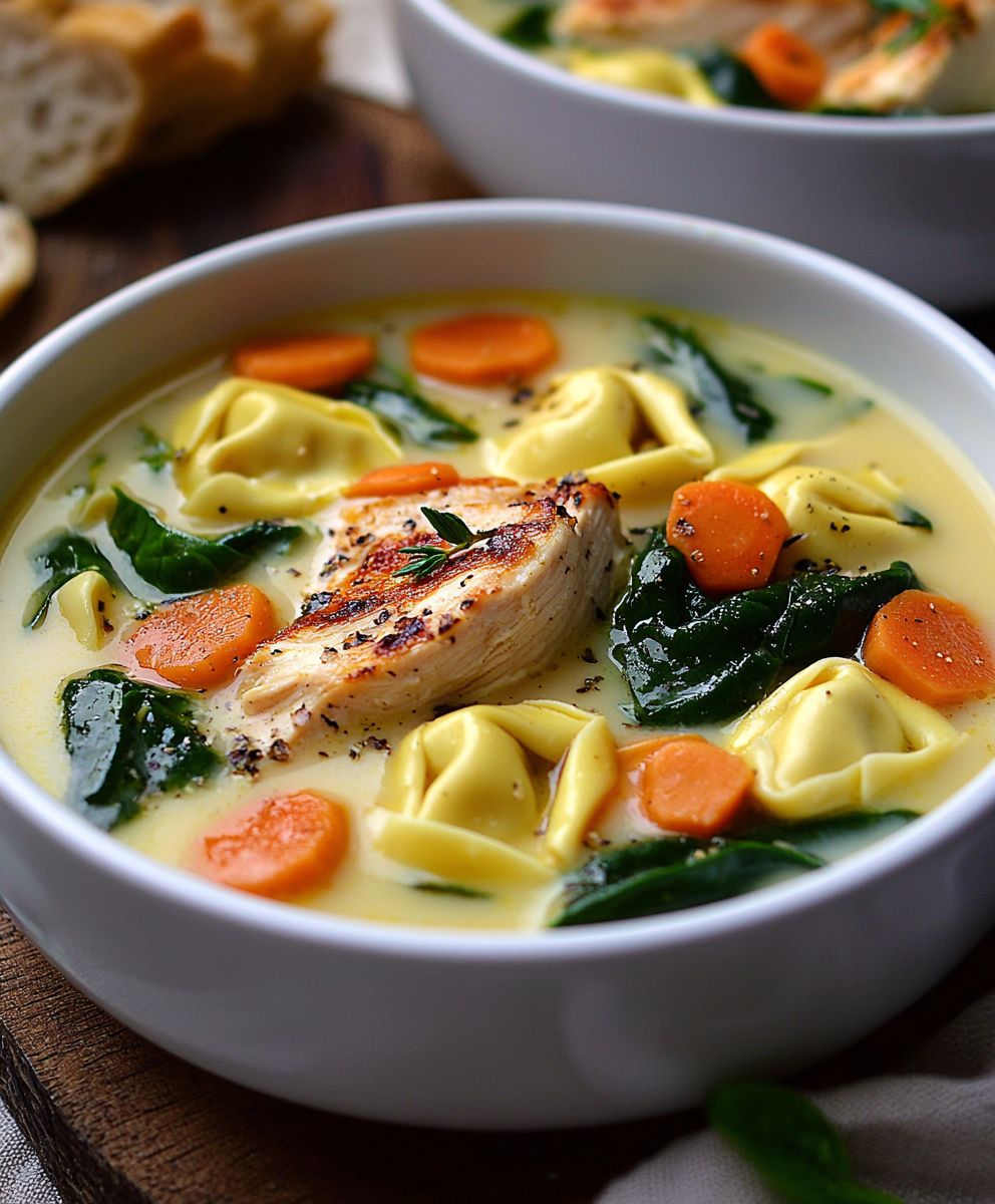 Hühner Spinat Tortellini Suppe