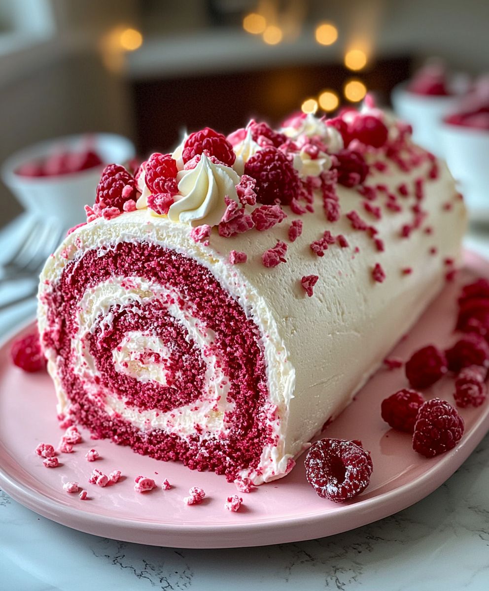 Rosa Samt Rollkuchen