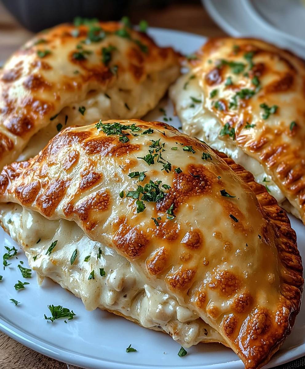 Käsige Hähnchen Alfredo Calzones