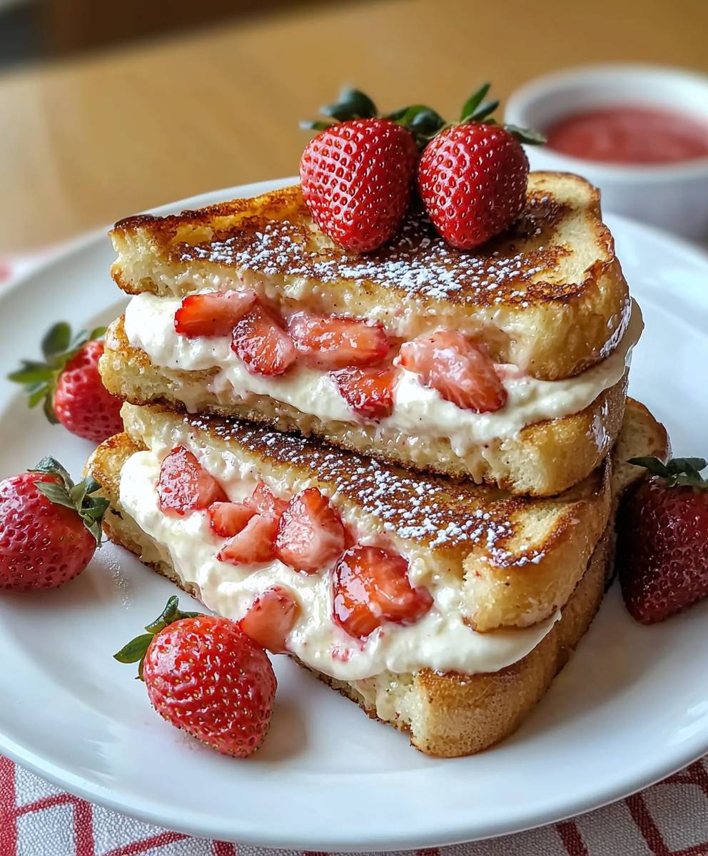 Französischer Toast Erdbeer Käsekuchen