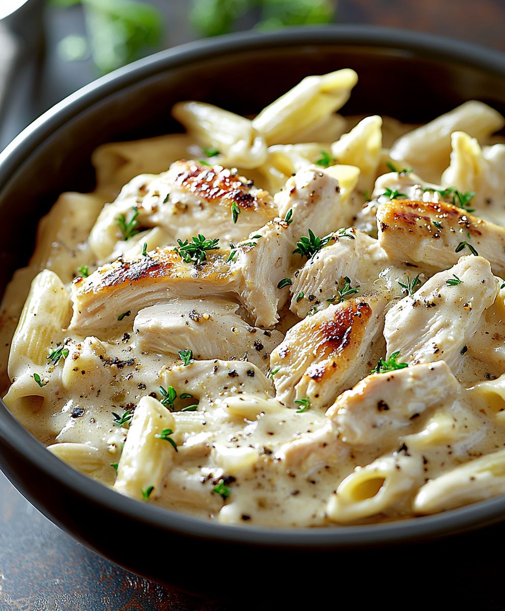 Slow Cooker Hähnchen Alfredo