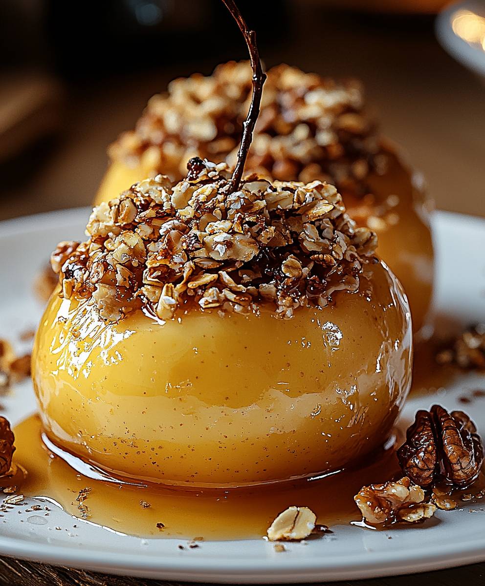 Gebackener Apfel Haferflocken Walnüsse