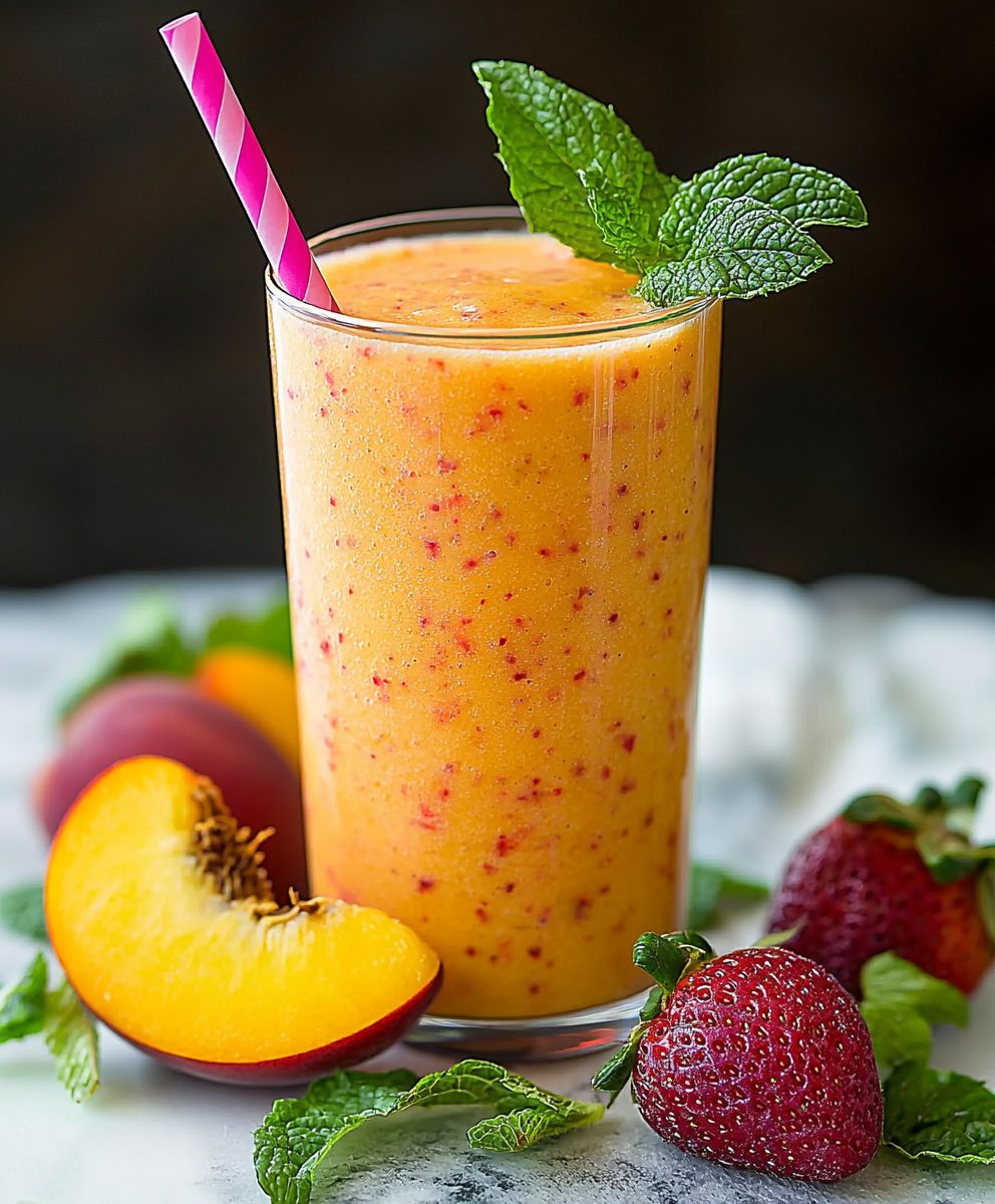 Mango Pfirsich Erdbeer Smoothie