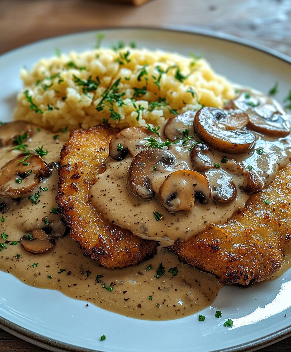 Naturschnitzel Champignonrahmsauce
