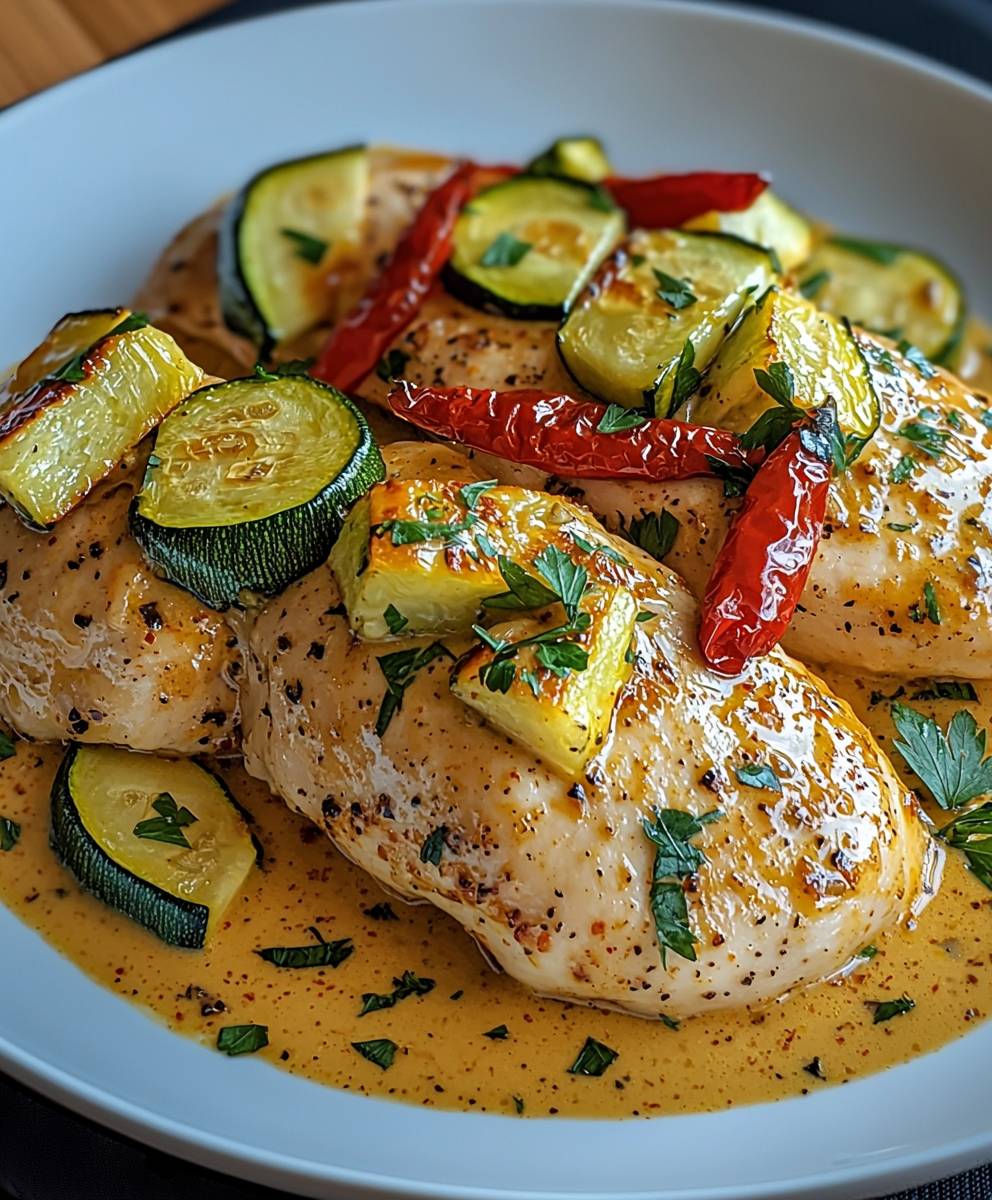 Paprika Zucchini Hähnchen Sahne