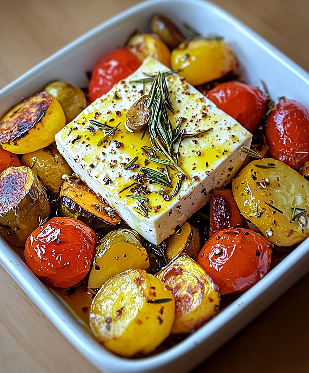 Gebackener Feta mediterranes Gemüse