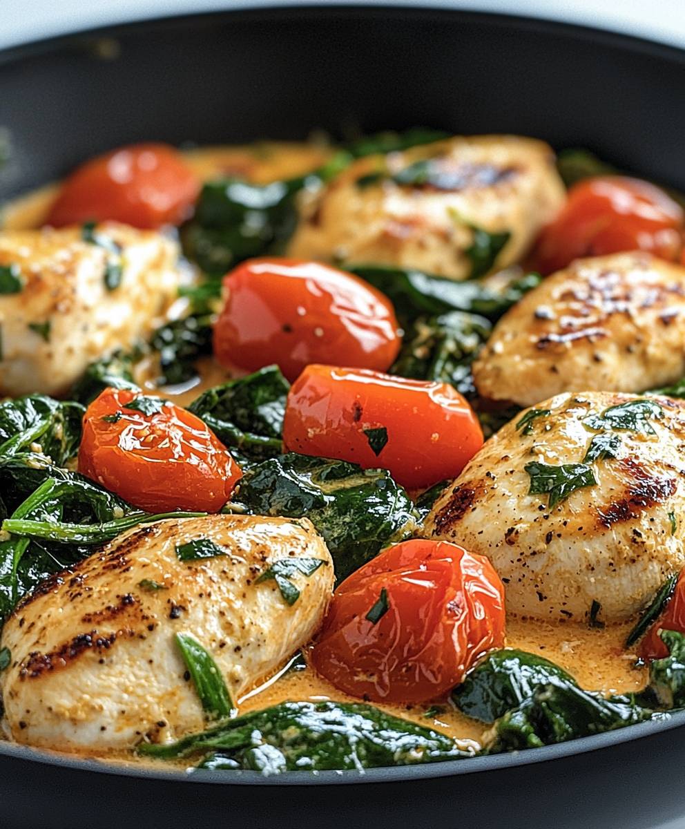 Keto Hähnchen Spinat Pfanne