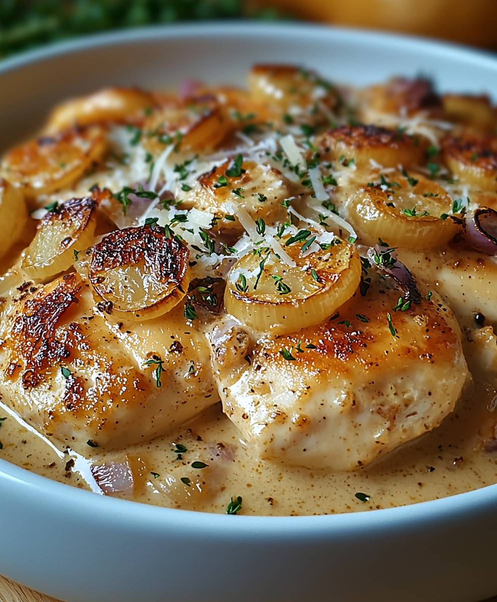 Zwiebel Sahne Hähnchen Parmesan