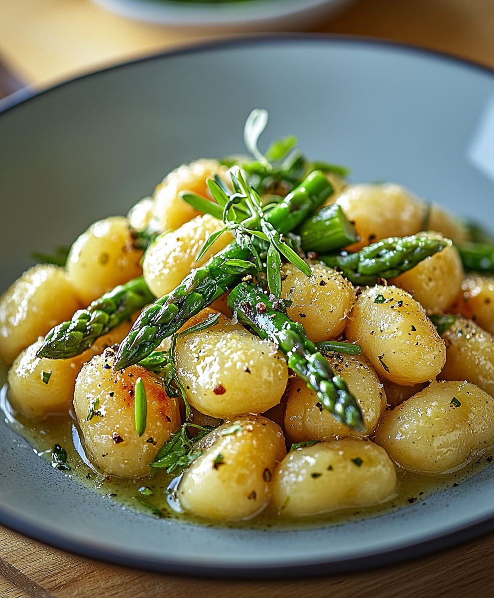 Grüner Spargel Gnocchi