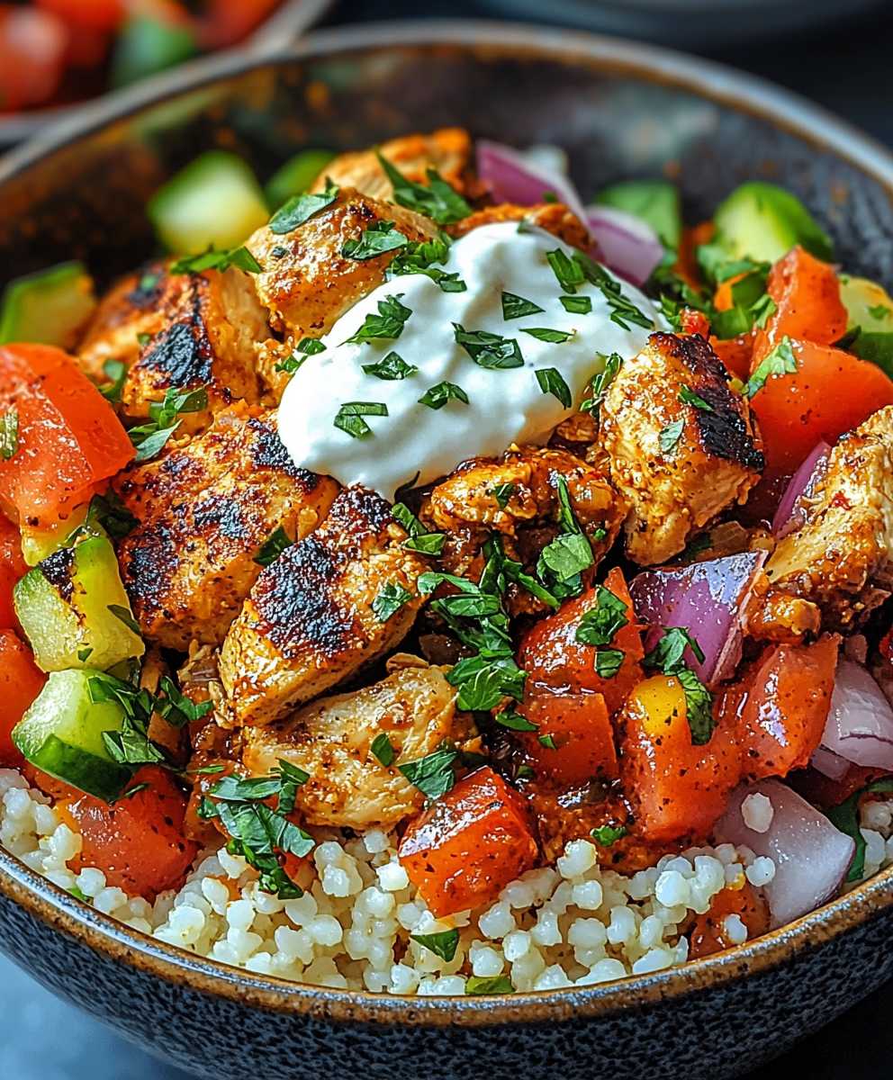 Marokkanische Hühner Couscous Schüssel
