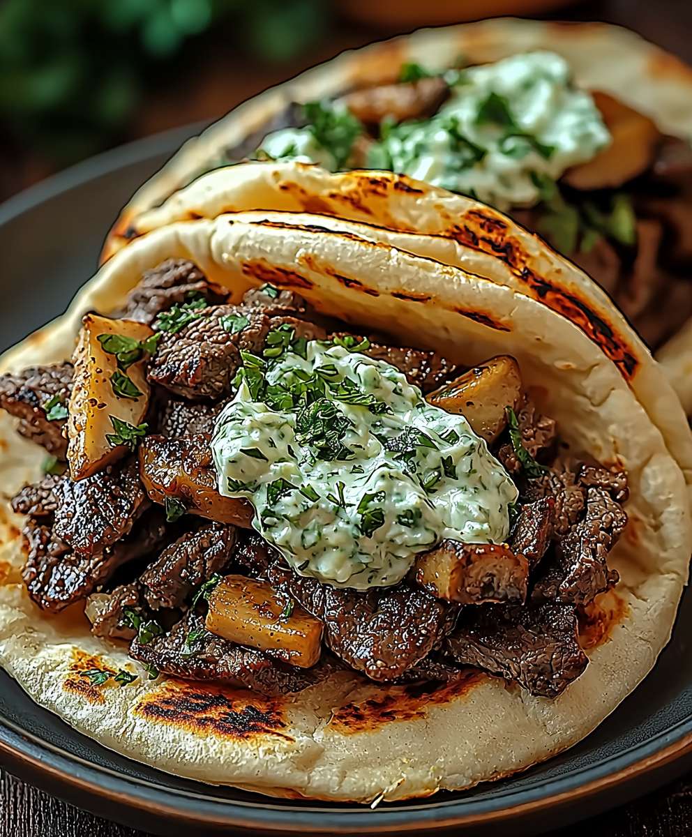 Pita Taschen Rindfleisch Pilze