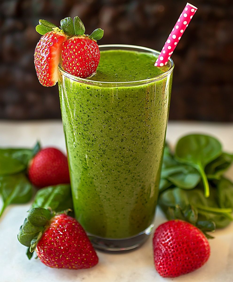 Grüner Erdbeer-Spinat-Smoothie