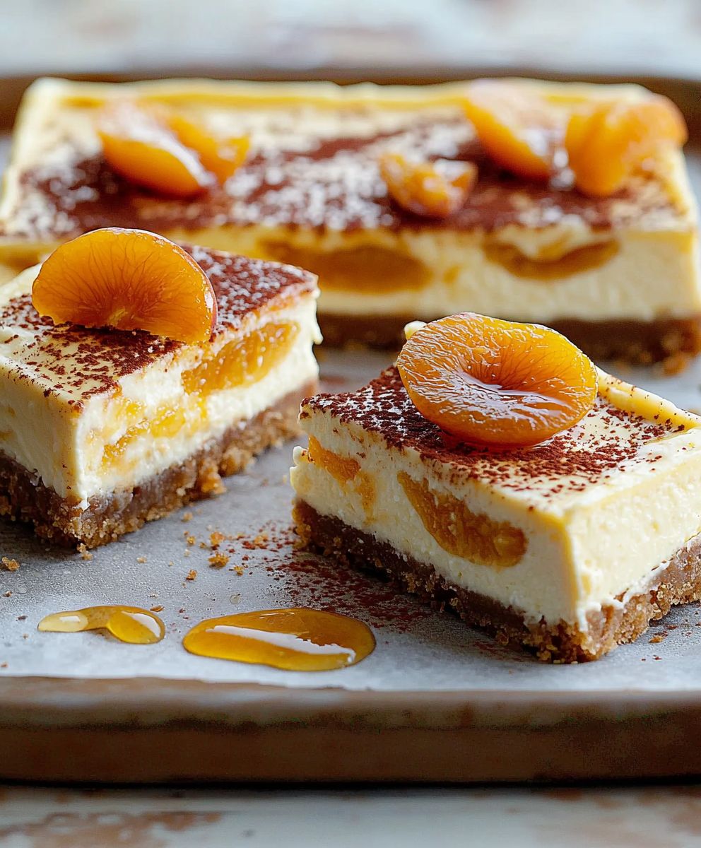Aprikosen Käsekuchen Stück