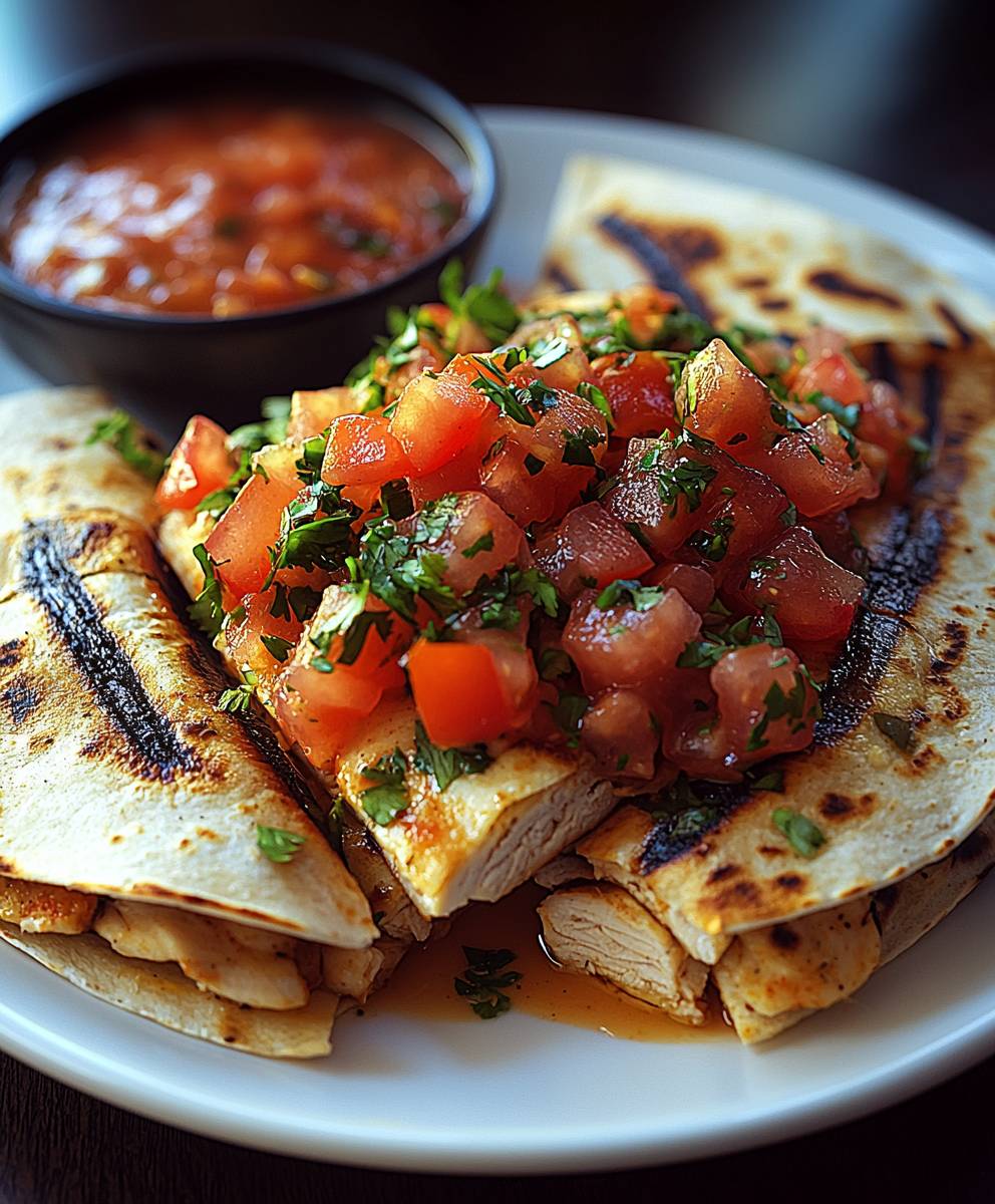 Hähnchen Quesadillas mit Tomatensalsa